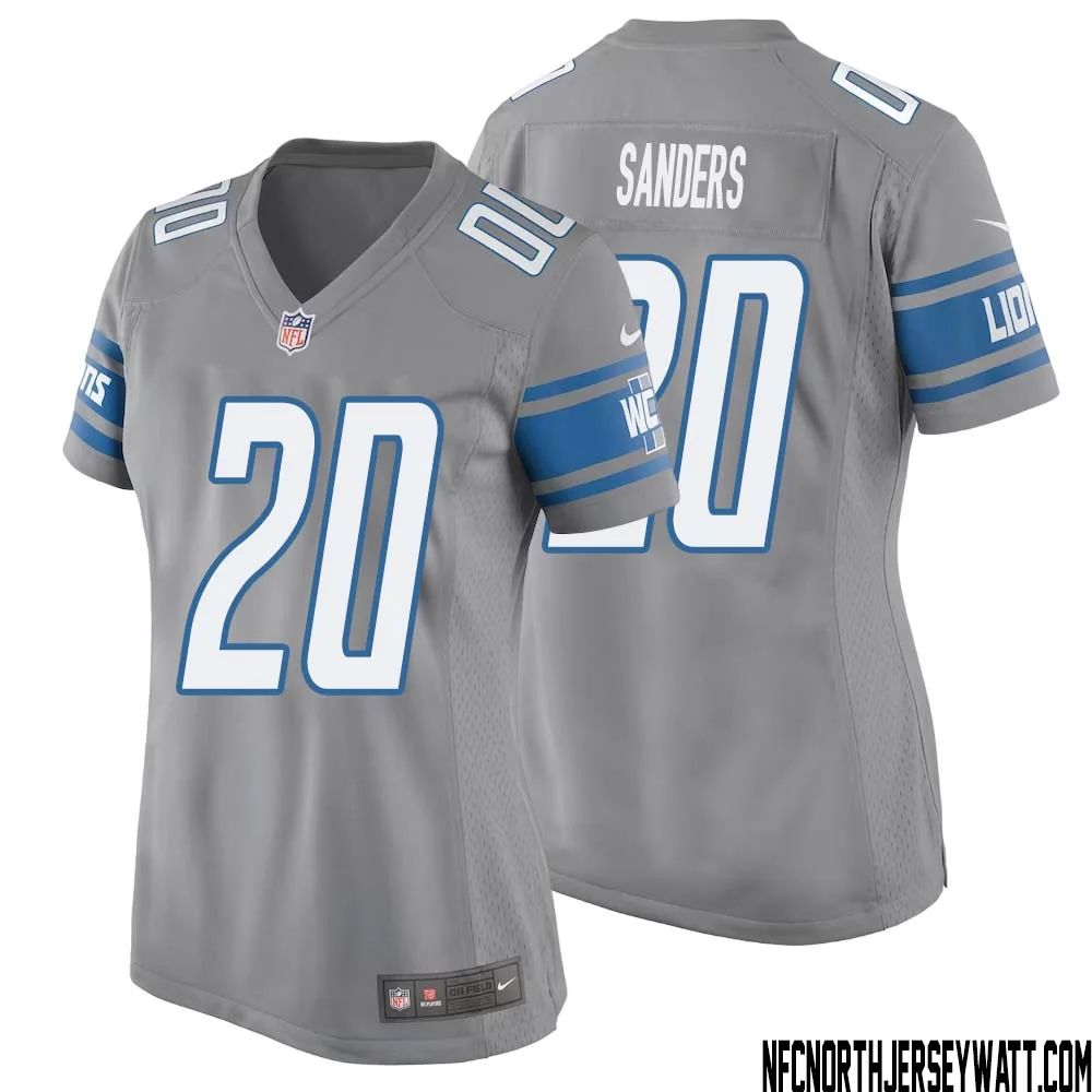 Barry Sanders No 20 Women Gray Detroit Lions Player Alternate Game Jersey