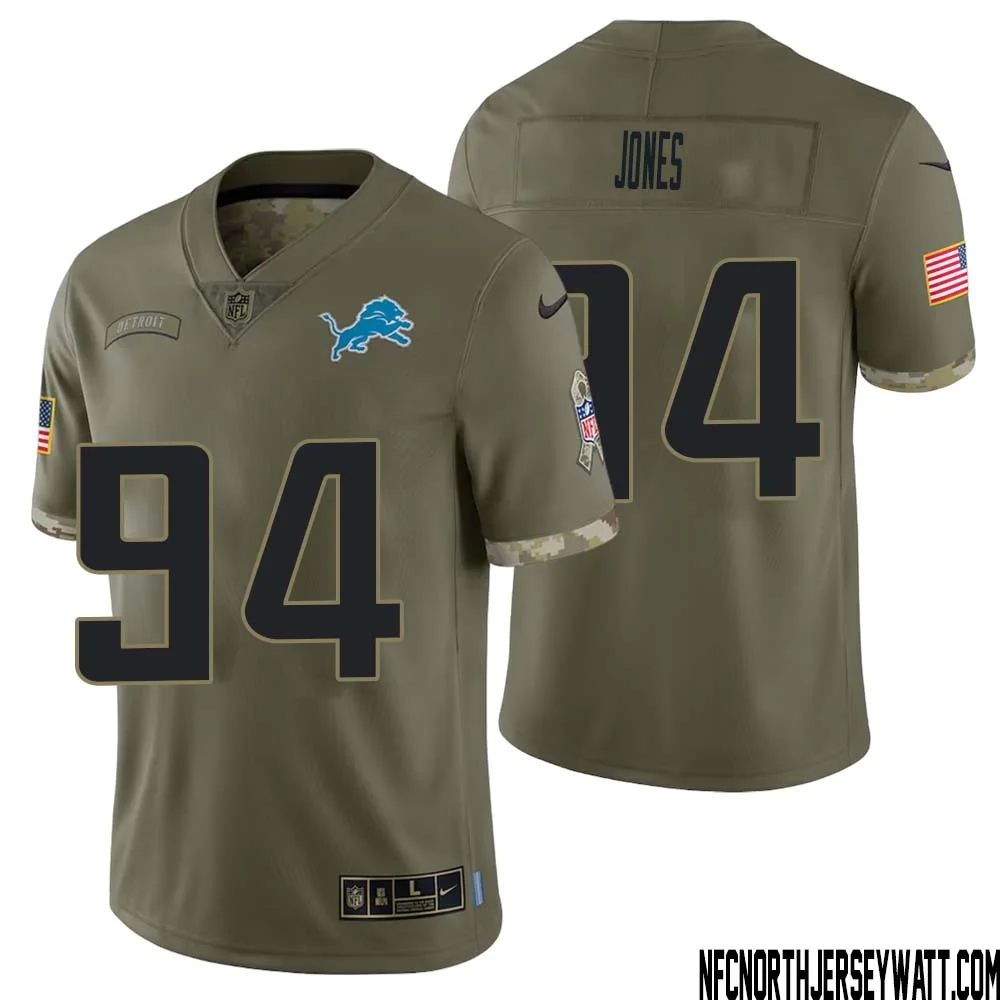 Benito Jones No 94 Men Olive Detroit Lions 2022 Salute To Service Retired Player Limited Jersey