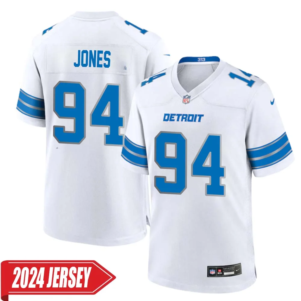 Benito Jones No 94 Men s Detroit Lions Away Game 2024 Jersey White