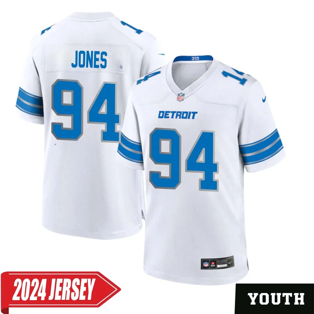 Benito Jones No 94 Youth s Detroit Lions Away Game 2024 Jersey White