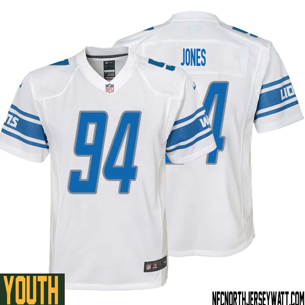 Benito Jones No 94 Youth White Detroit Lions Player Away Game Jersey