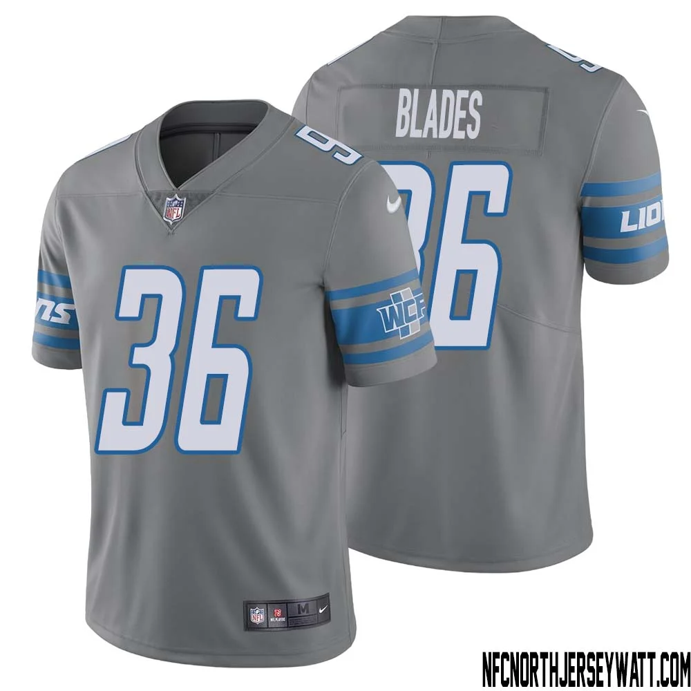 Bennie Blades No 36 Men Steel Detroit Lions Vapor Untouchable Color Rush Limited Player Jersey 1