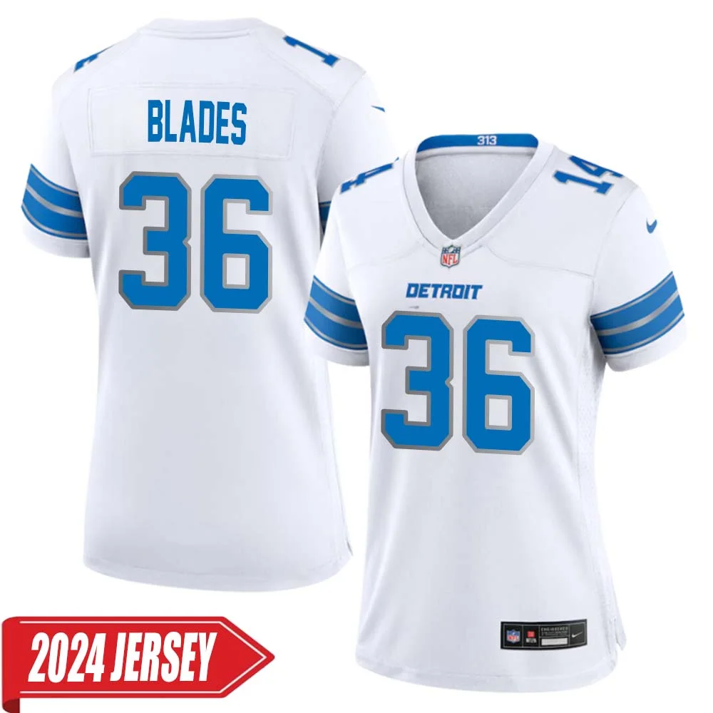 Bennie Blades No 36 Woman s Detroit Lions Away Game 2024 Jersey White