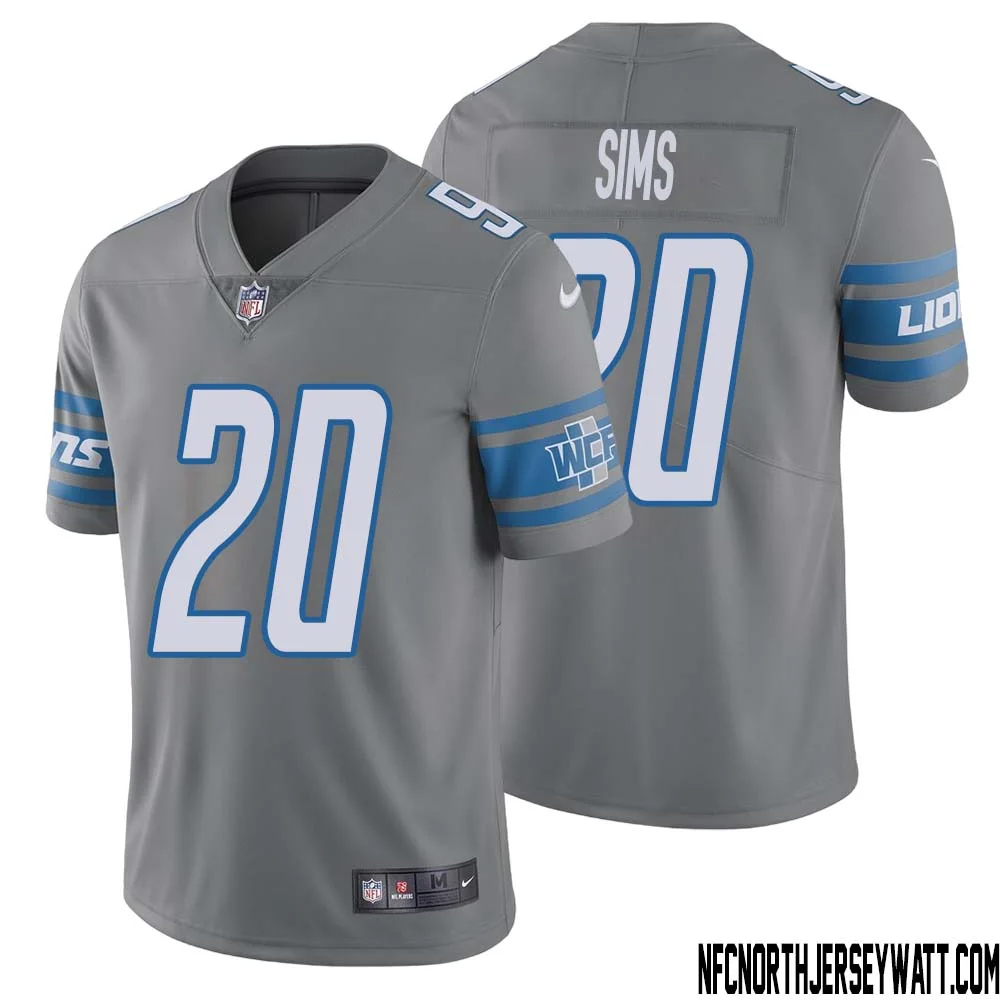 Billy Sims No 20 Men Steel Detroit Lions Vapor Untouchable Color Rush Limited Player Jersey