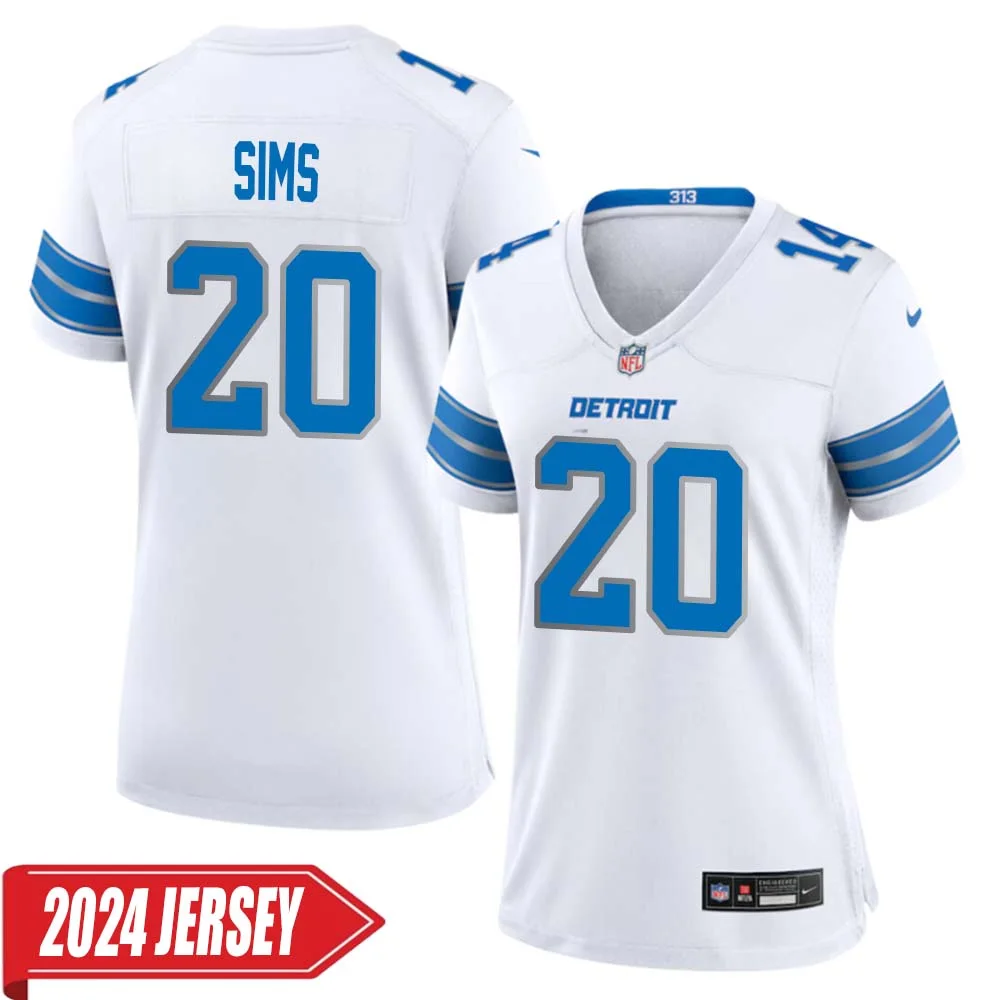 Billy Sims No 20 Woman s Detroit Lions Away Game 2024 Jersey White