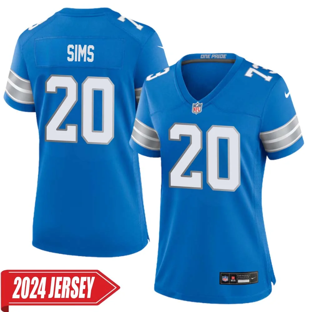 Billy Sims No 20 Woman s Detroit Lions Home Game 2024 Jersey Blue