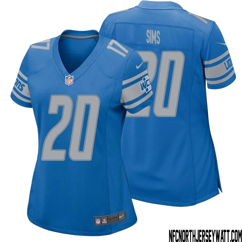 Billy Sims No 20 Women Blue Detroit Lions Player Home Game Jersey