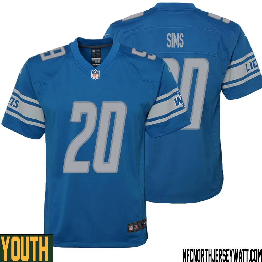Billy Sims No 20 Youth Blue Detroit Lions Player Home Game Jersey