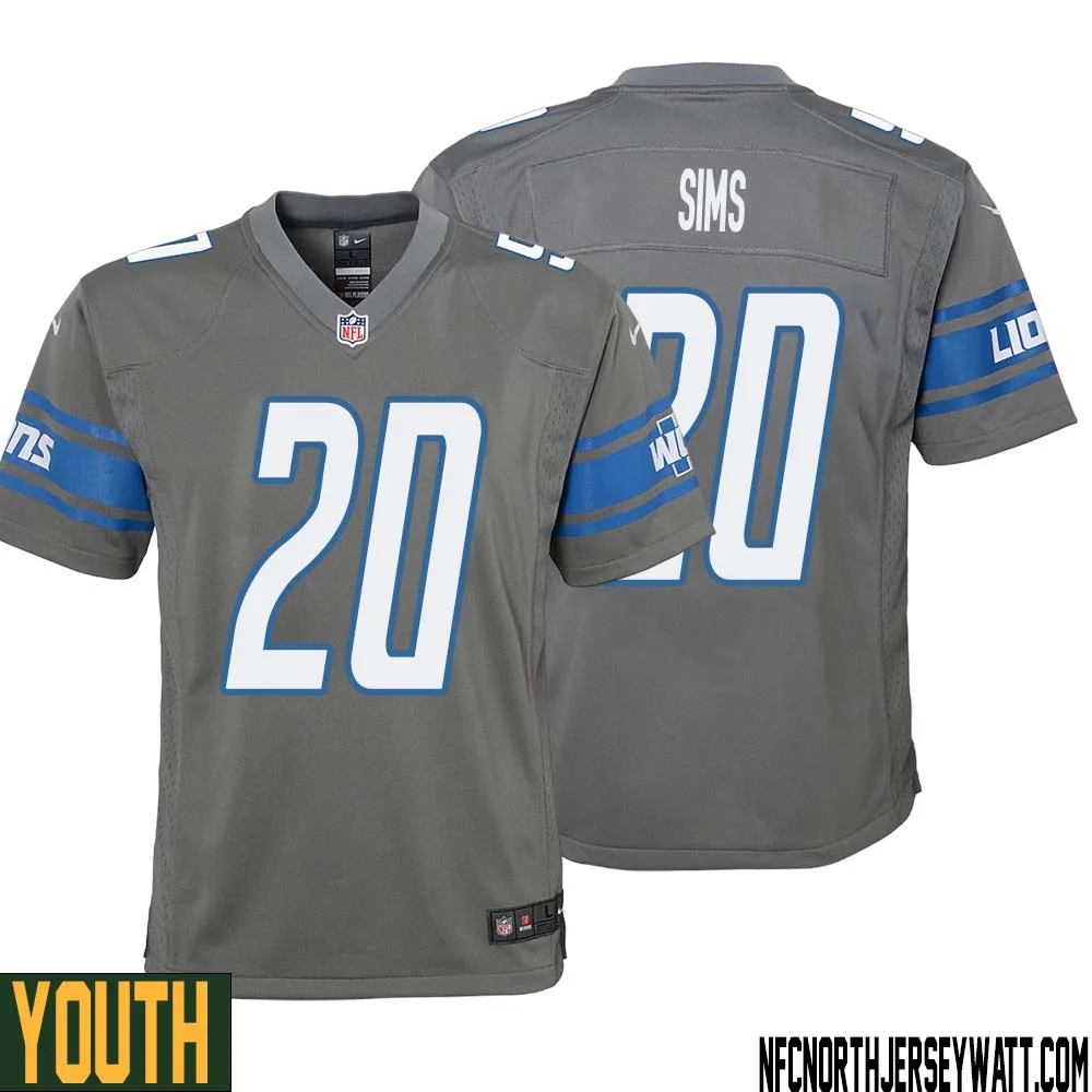 Billy Sims No 20 Youth Gray Detroit Lions Player Alternate Game Jersey 1