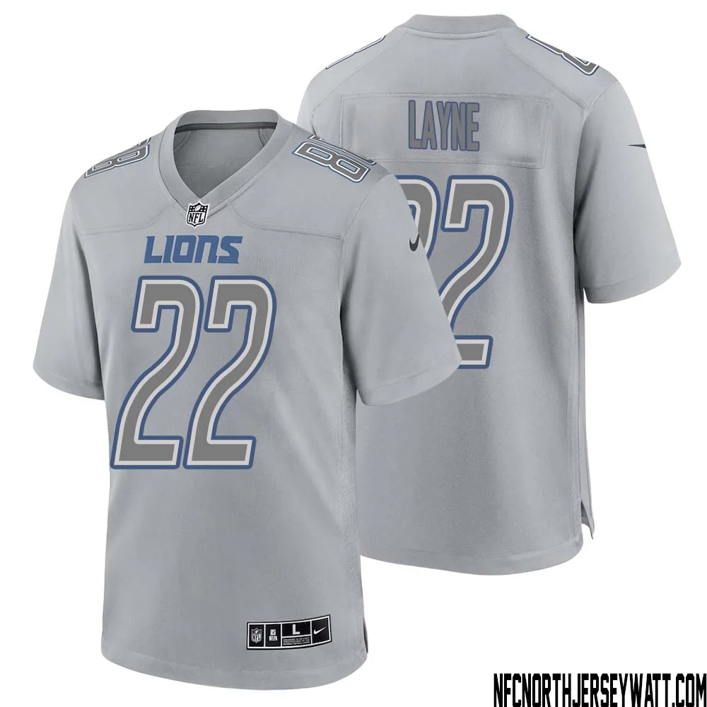 Bobby Layne No 22 Men Gray Detroit Lions Atmosphere Fashion Game Jersey