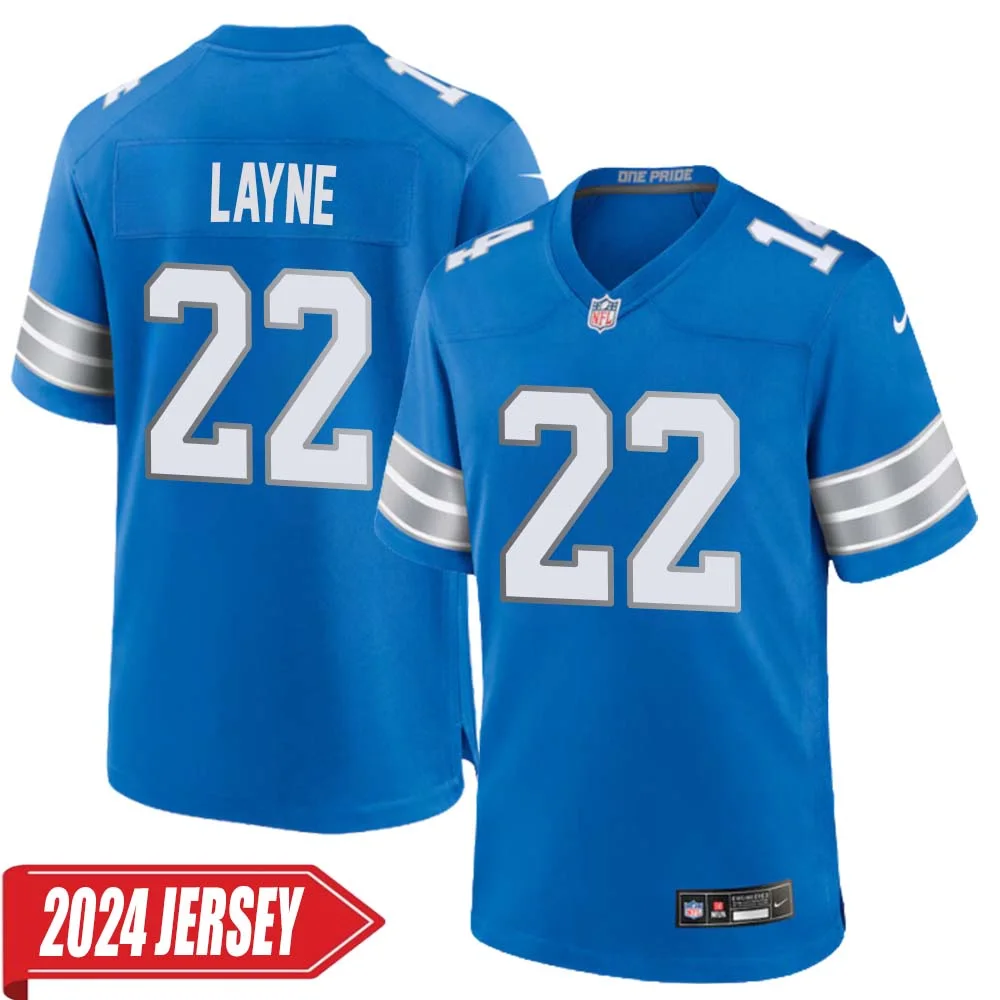 Bobby Layne No 22 Men s Detroit Lions Home Game 2024 Jersey Blue