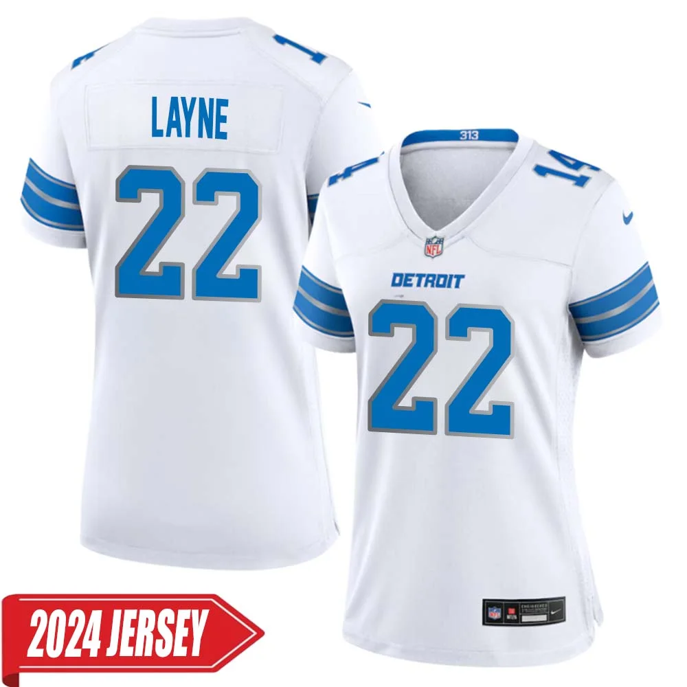 Bobby Layne No 22 Woman s Detroit Lions Away Game 2024 Jersey White