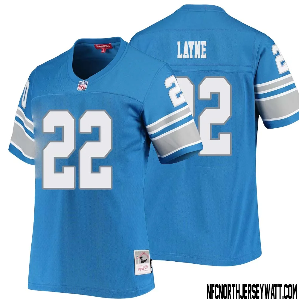 Bobby Layne No 22 Women Mitchell Ness Blue Detroit Lions 1996 Legacy Replica Jersey