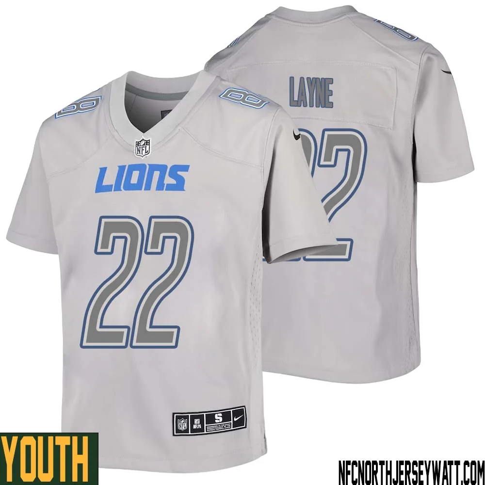 Bobby Layne No 22 Youth Gray Detroit Lions Atmosphere Fashion Game Jersey