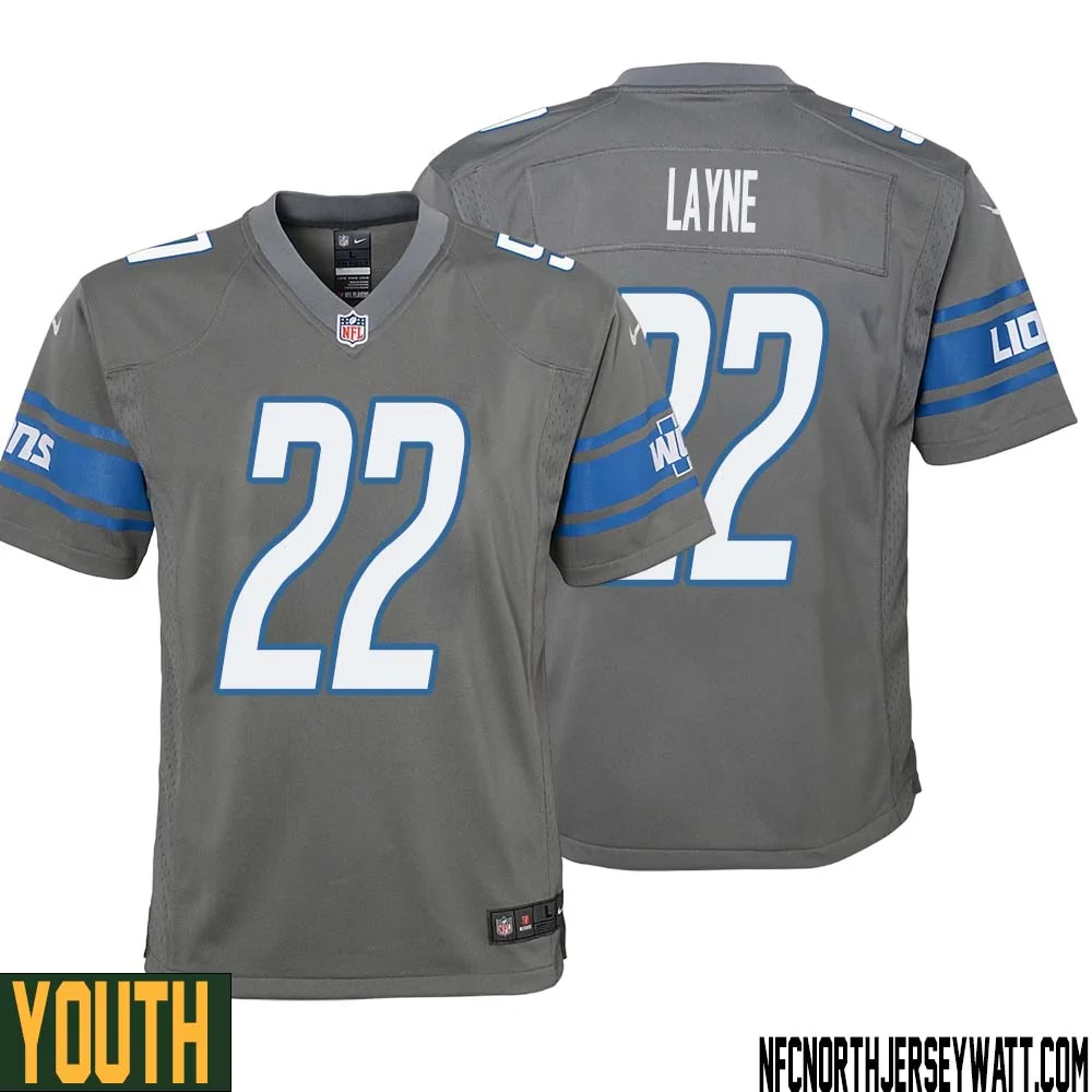 Bobby Layne No 22 Youth Gray Detroit Lions Player Alternate Game Jersey 1