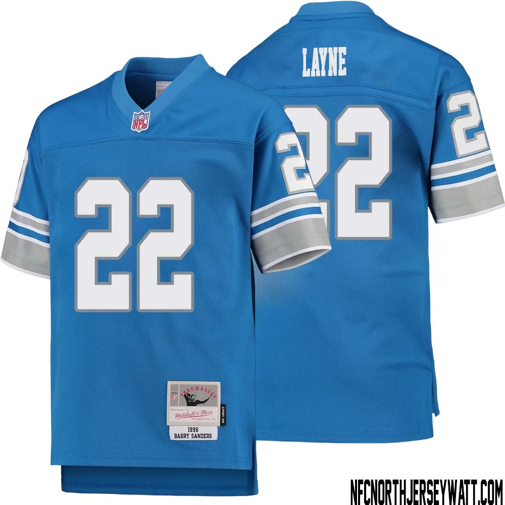 Bobby Layne No 22 Youth Mitchell Ness Blue Detroit Lions 1996 Legacy Retired Player Jersey