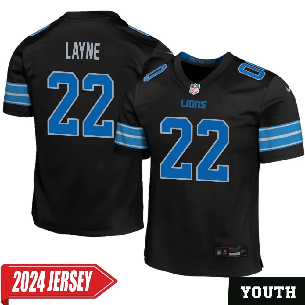 Bobby Layne No 22 Youth s Detroit Lions 2nd Alternate Vapor F.U.S.E. Limited 2024 Jersey Black