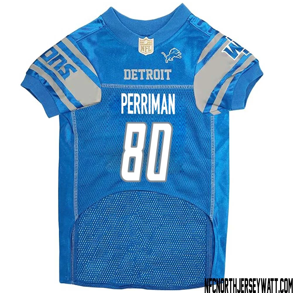 Brett Perriman No 80 Blue Detroit Lions Dog Jersey 1
