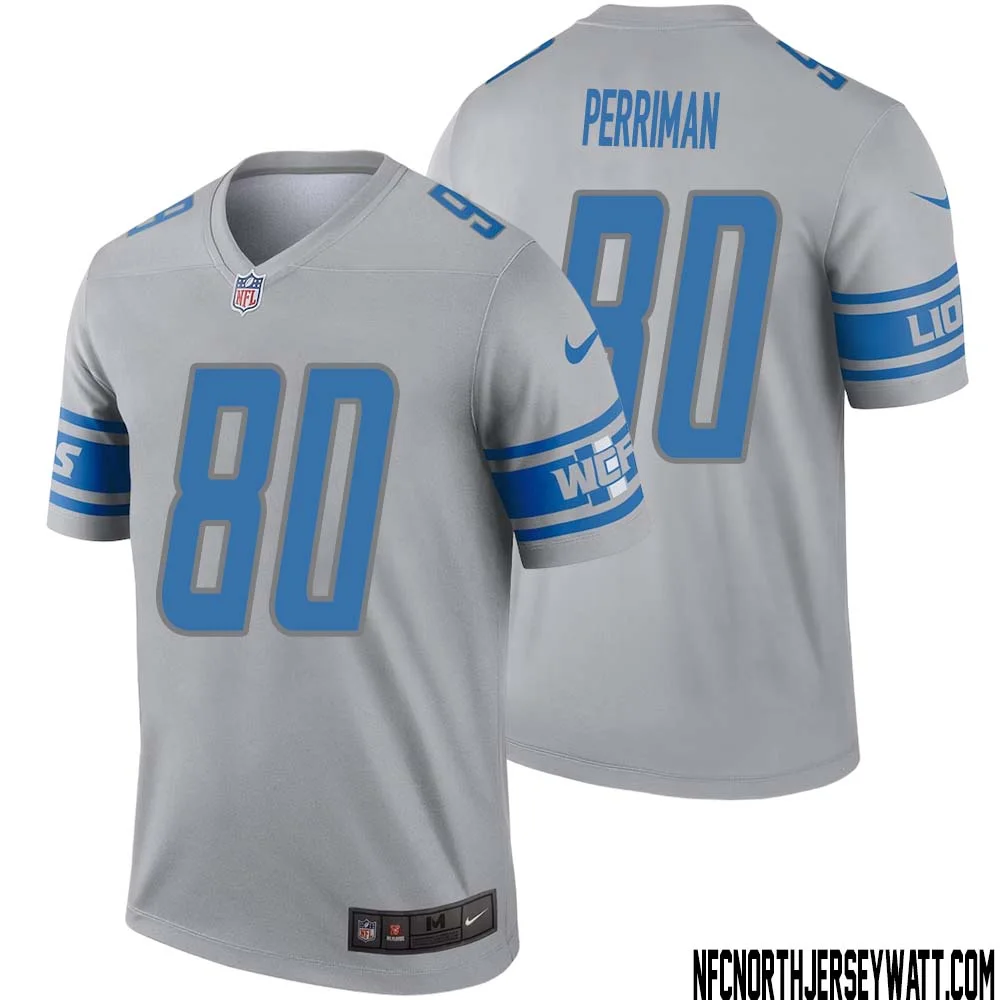 Brett Perriman No 80 Men Gray Detroit Lions Inverted Legend Jersey
