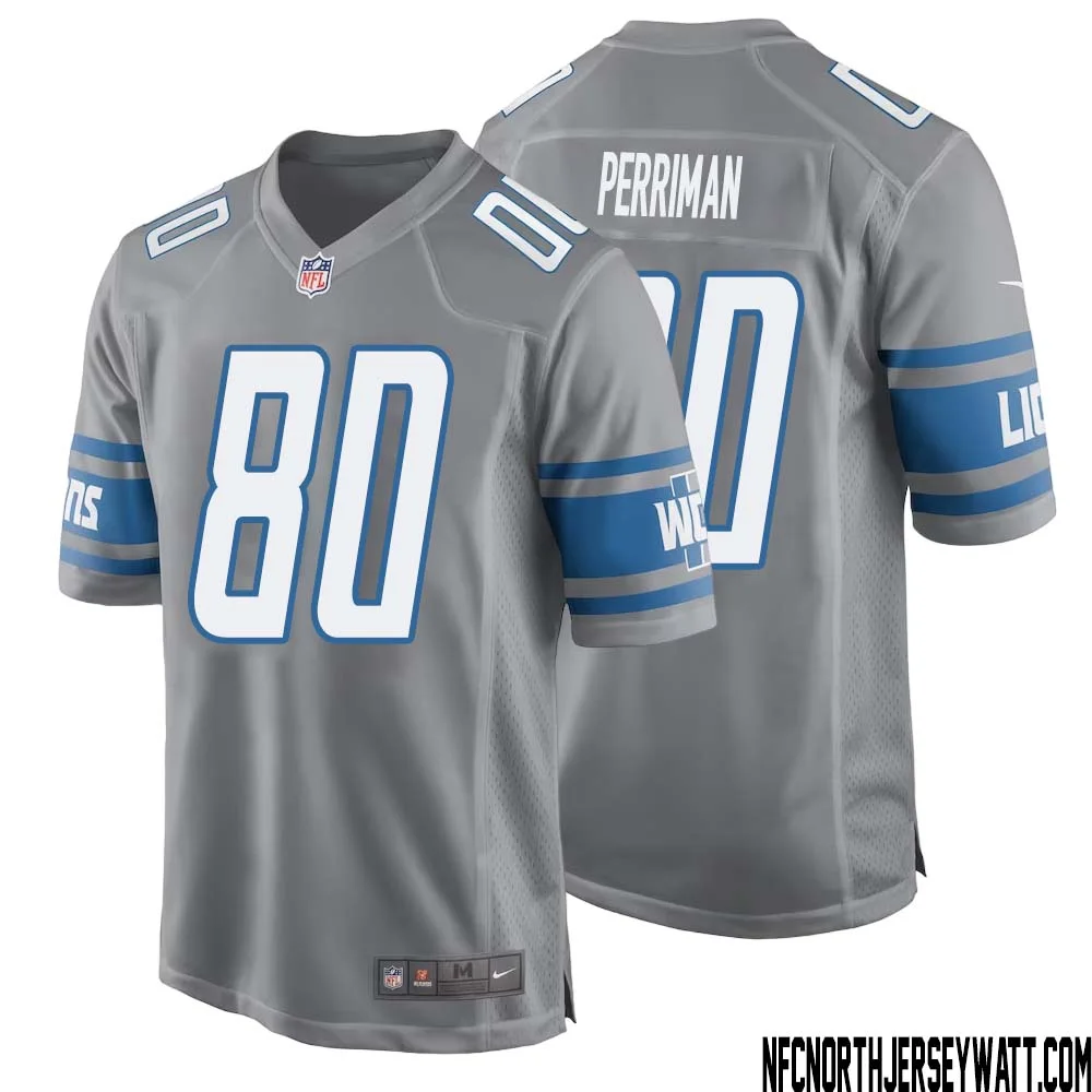Brett Perriman No 80 Men Gray Detroit Lions Player Alternate Game Jersey