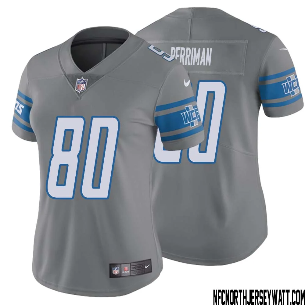Brett Perriman No 80 Women Steel Detroit Lions Vapor Untouchable Color Rush Limited Player Jersey 1