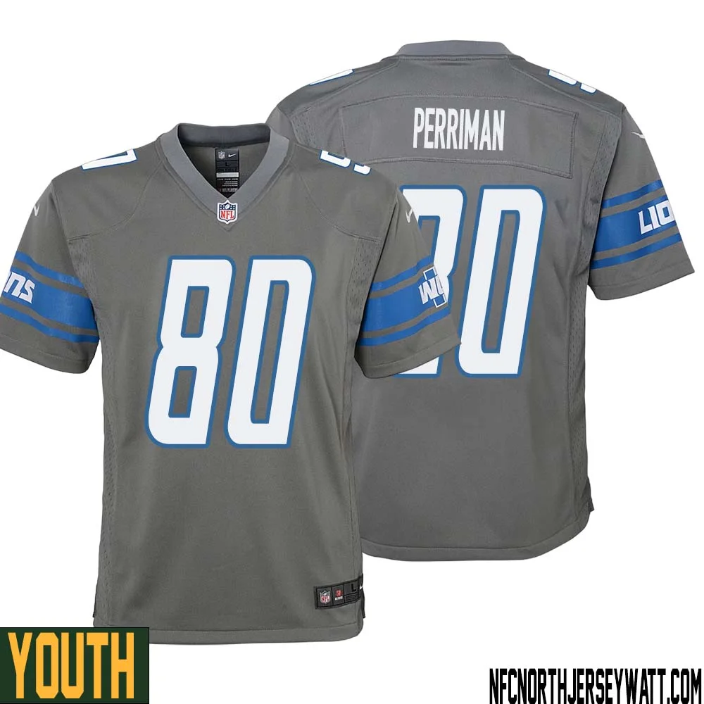 Brett Perriman No 80 Youth Gray Detroit Lions Player Alternate Game Jersey