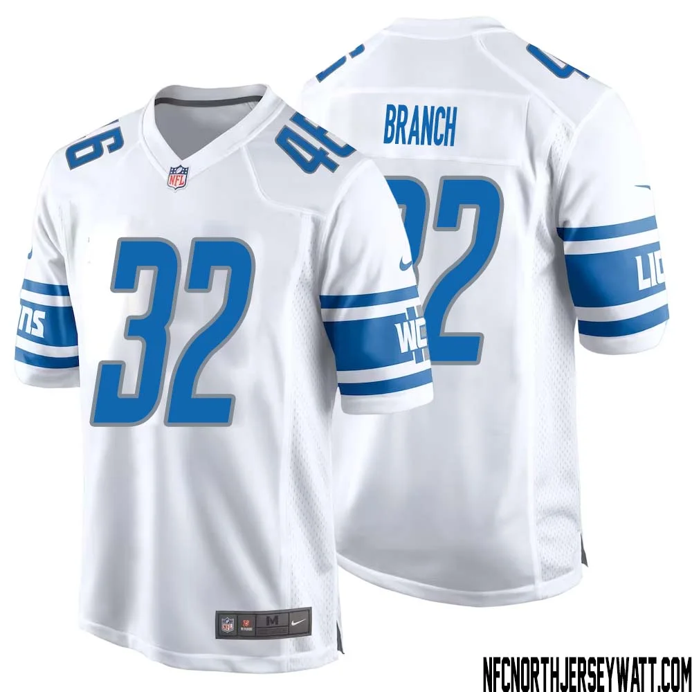 Brian Branch No 32 Men White Detroit Lions Player Away Game Jersey