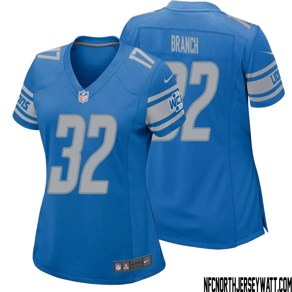 Brian Branch No 32 Women Blue Detroit Lions Player Home Game Jersey