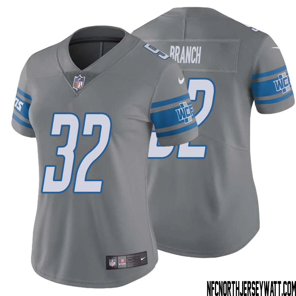 Brian Branch No 32 Women Steel Detroit Lions Vapor Untouchable Color Rush Limited Player Jersey 1