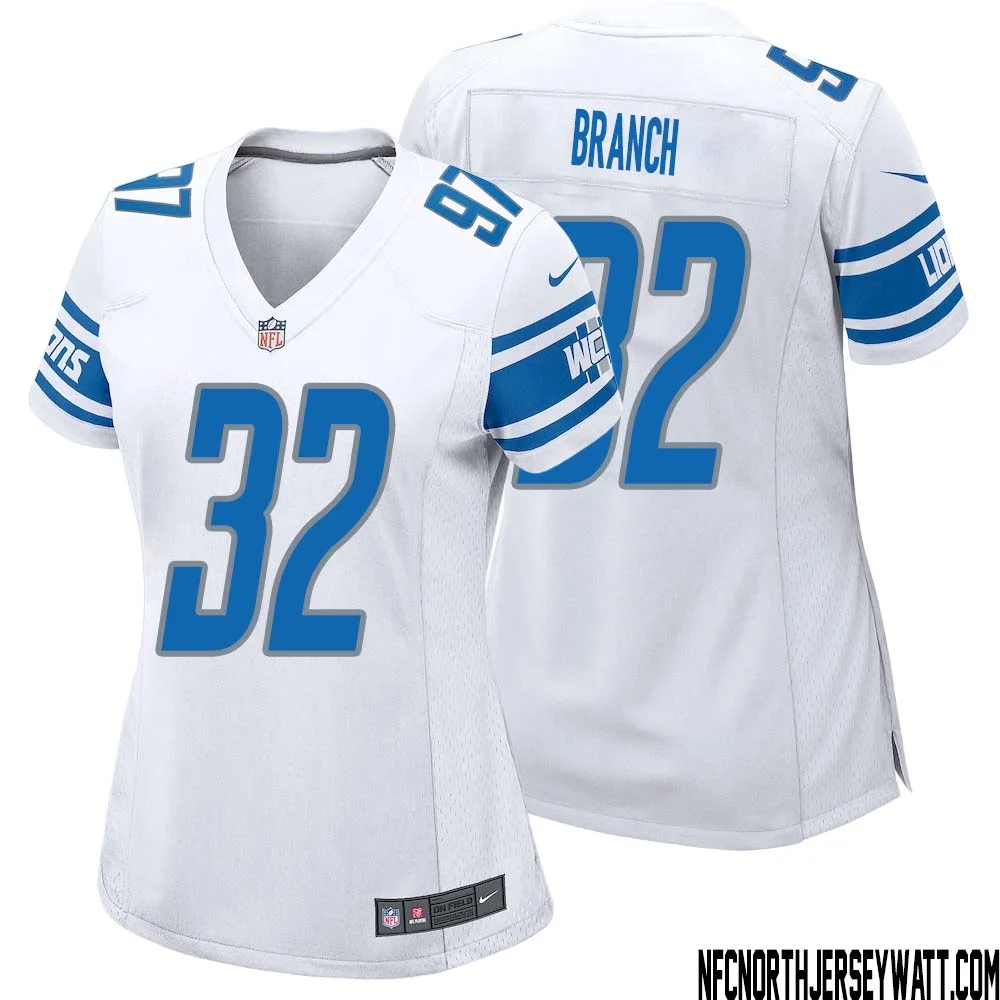 Brian Branch No 32 Women White Detroit Lions Player Away Game Jersey 1