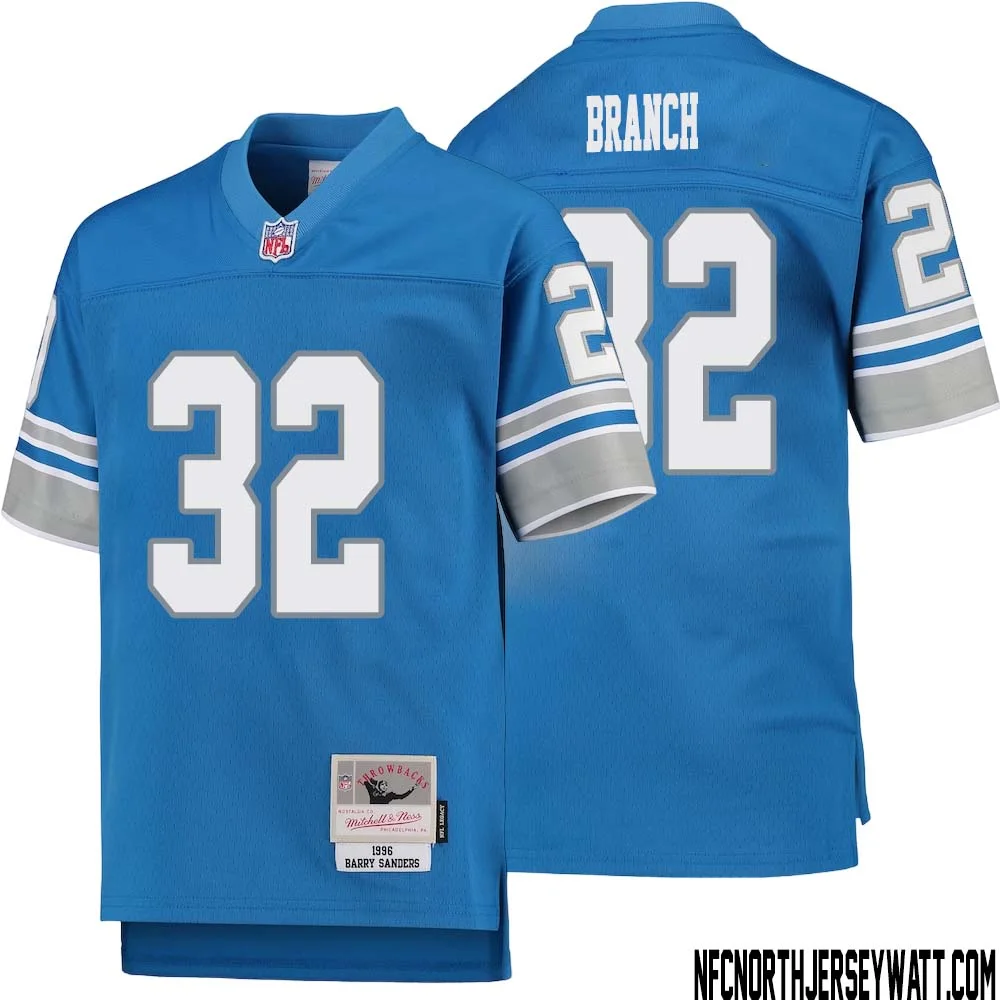 Brian Branch No 32 Youth Mitchell Ness Blue Detroit Lions 1996 Legacy Retired Player Jersey
