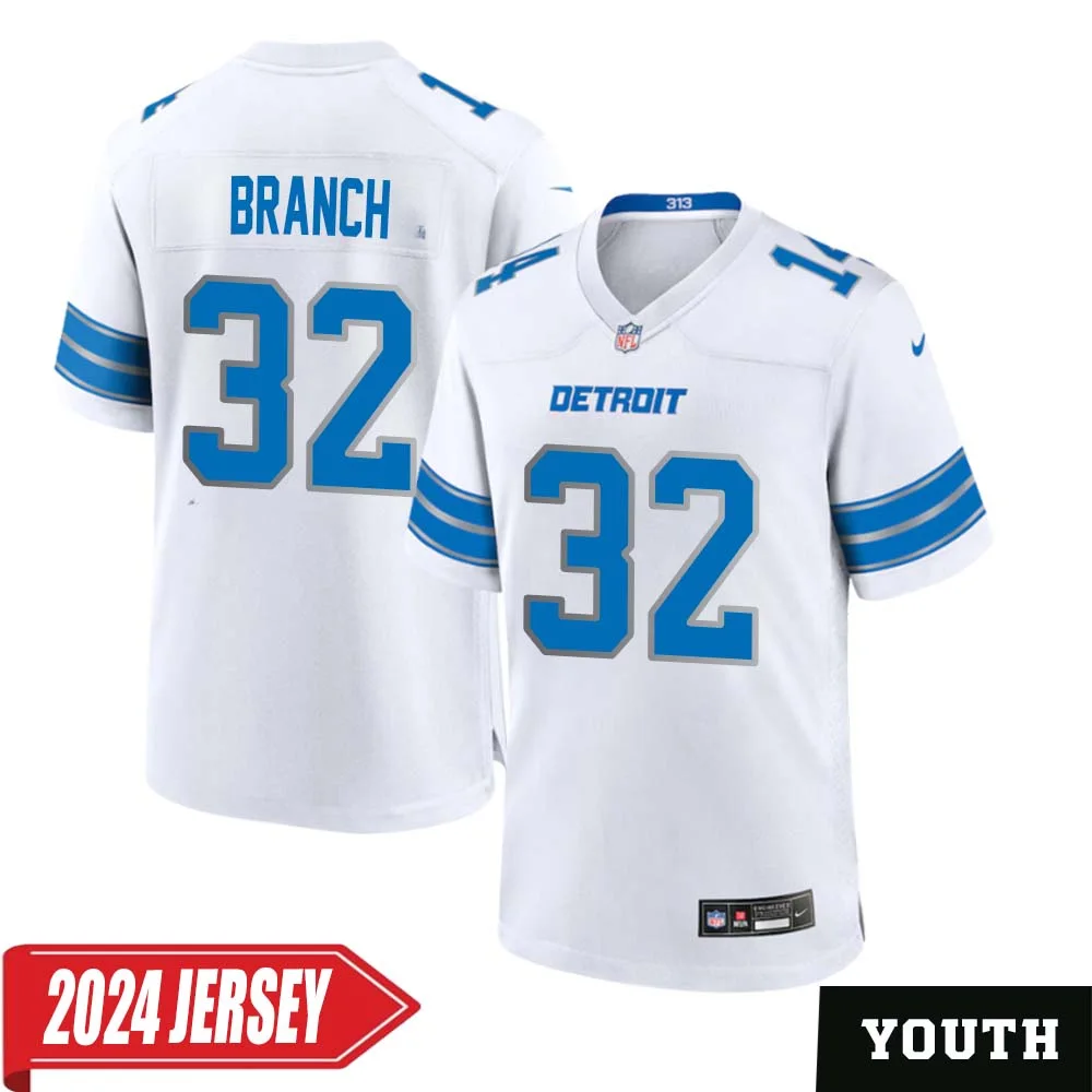 Brian Branch No 32 Youth s Detroit Lions Away Game 2024 Jersey White