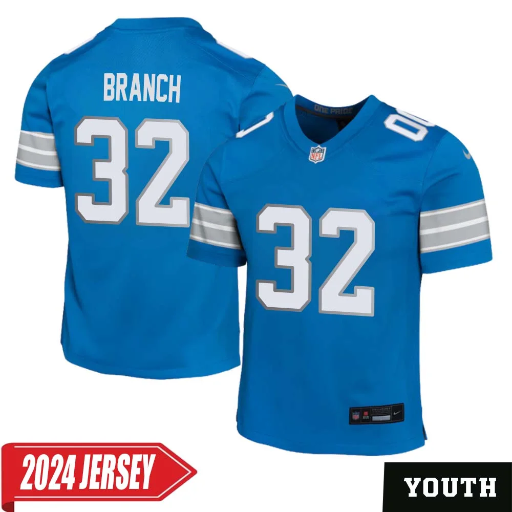 Brian Branch No 32 Youth s Detroit Lions Home Game 2024 Jersey Blue