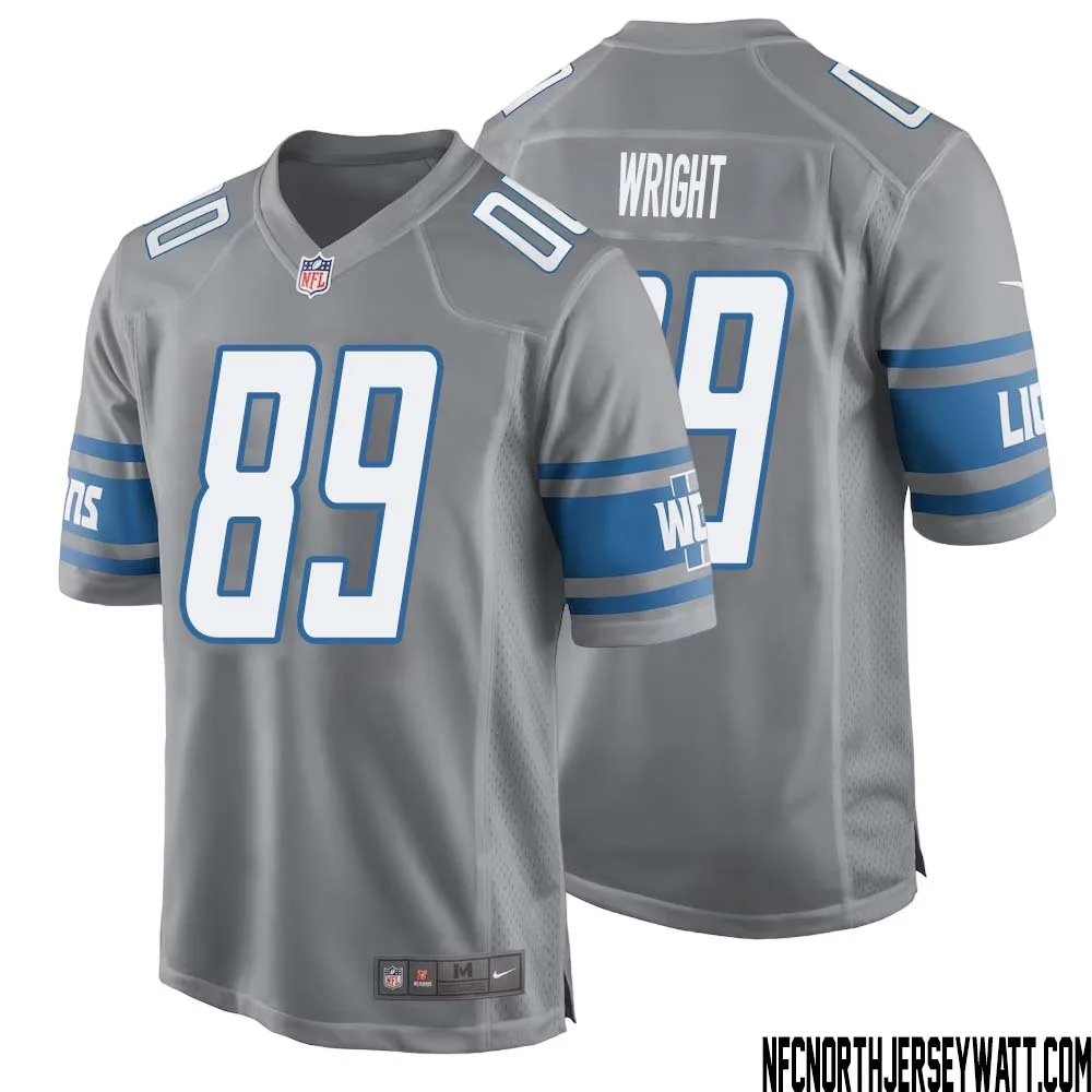 Brock Wright No 89 Men Gray Detroit Lions Player Alternate Game Jersey