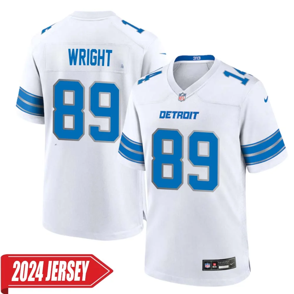Brock Wright No 89 Men s Detroit Lions Away Game 2024 Jersey White