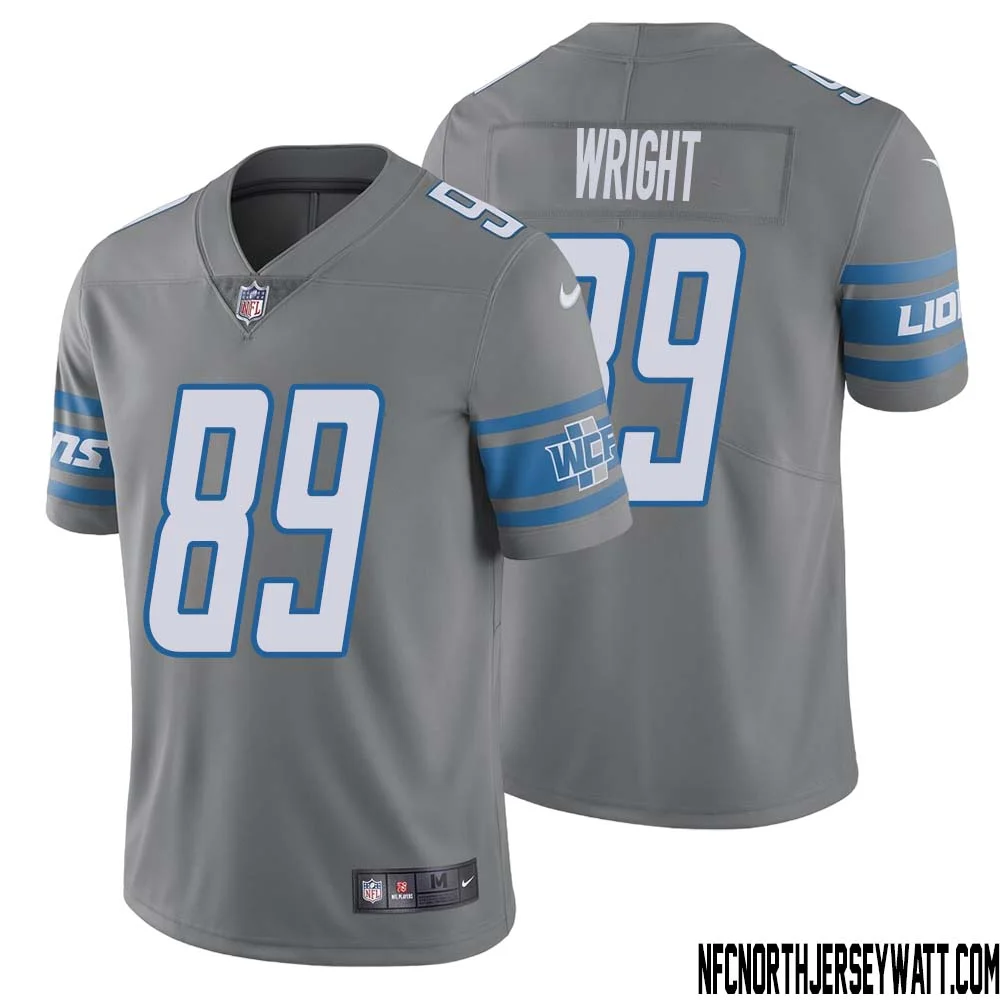 Brock Wright No 89 Men Steel Detroit Lions Vapor Untouchable Color Rush Limited Player Jersey 1