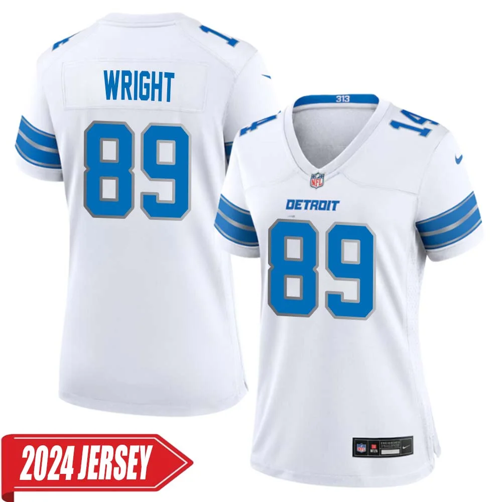 Brock Wright No 89 Woman s Detroit Lions Away Game 2024 Jersey White