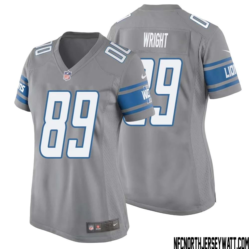 Brock Wright No 89 Women Gray Detroit Lions Player Alternate Game Jersey