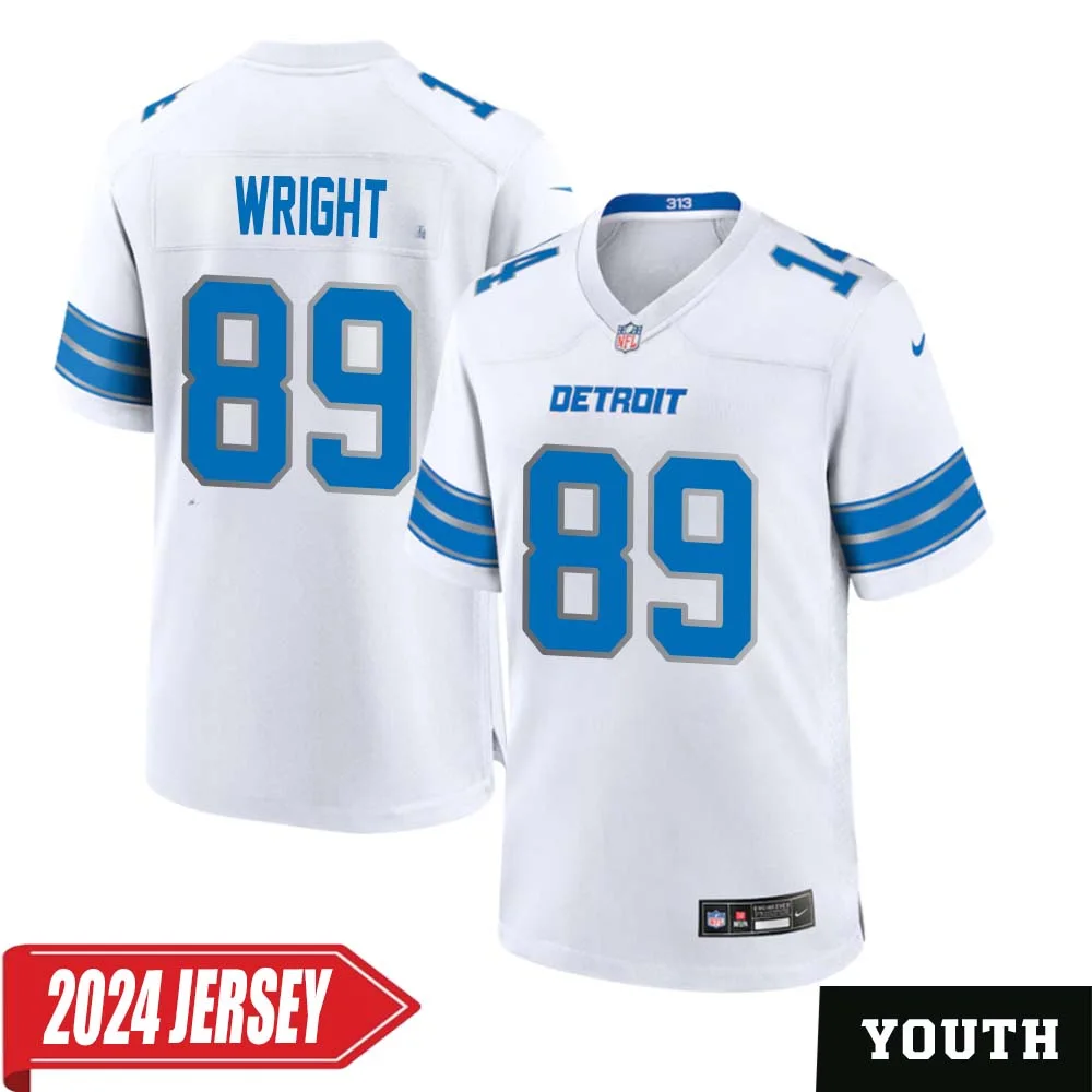 Brock Wright No 89 Youth s Detroit Lions Away Game 2024 Jersey White