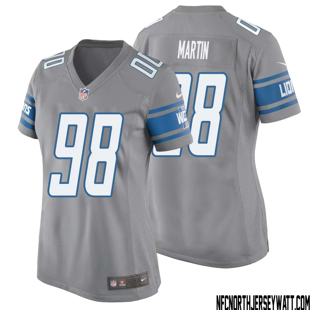 Brodric Martin No 98 Women Gray Detroit Lions Player Alternate Game Jersey