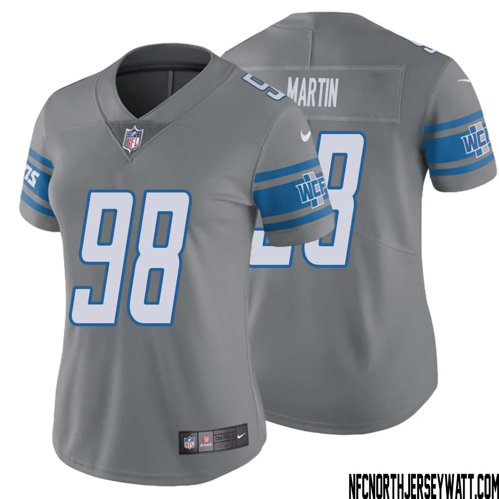 Brodric Martin No 98 Women Steel Detroit Lions Vapor Untouchable Color Rush Limited Player Jersey