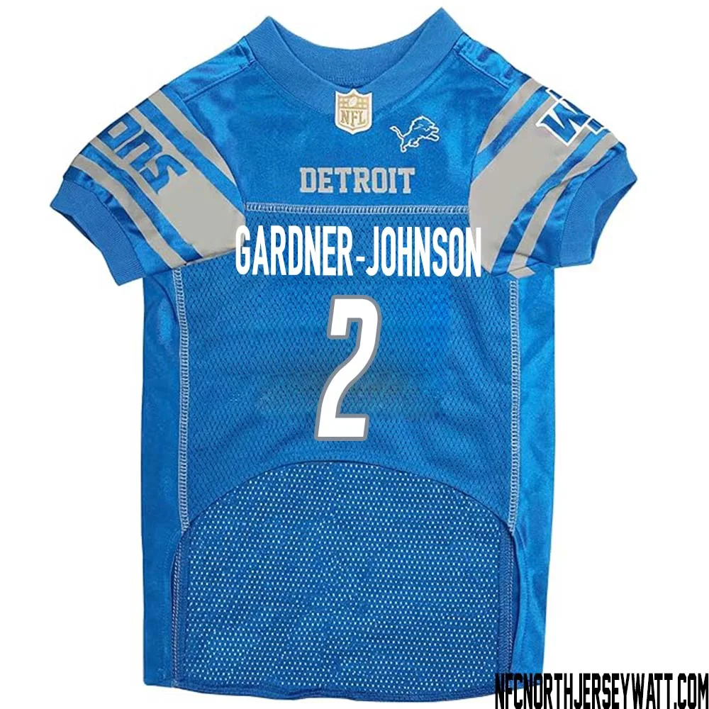 C.J. Gardner Johnson No 2 Blue Detroit Lions Dog Jersey 1