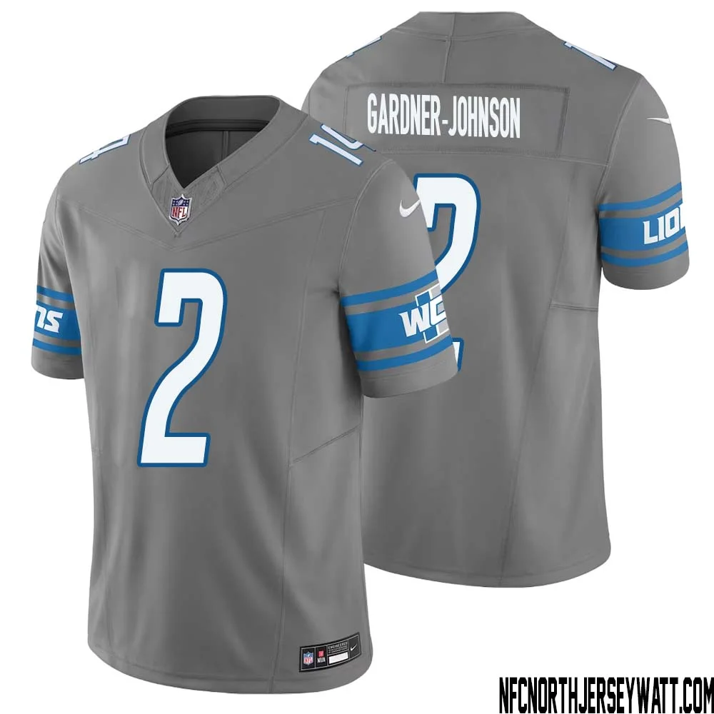 C.J. Gardner Johnson No 2 Men Detroit Lions Vapor F.U.S.E. Limited Jersey Silver 1