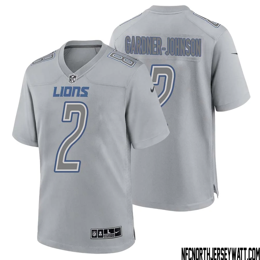 C.J. Gardner Johnson No 2 Men Gray Detroit Lions Atmosphere Fashion Game Jersey 1