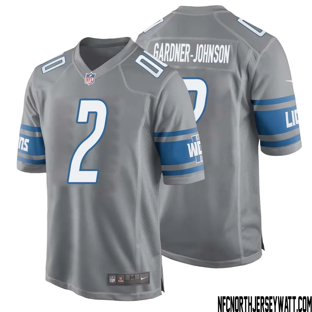 C.J. Gardner Johnson No 2 Men Gray Detroit Lions Player Alternate Game Jersey