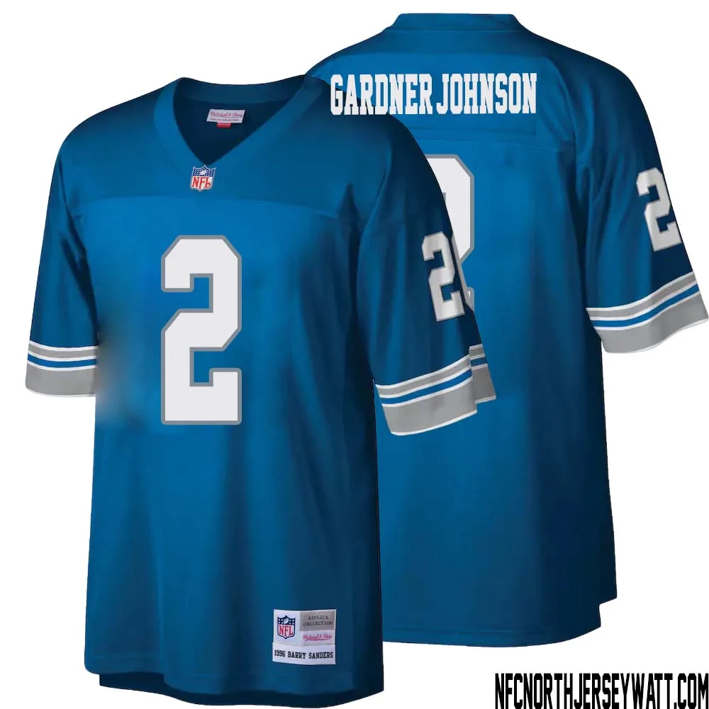C.J. Gardner Johnson No 2 Men Mitchell Ness Blue Detroit Lions Legacy Replica Jersey 1