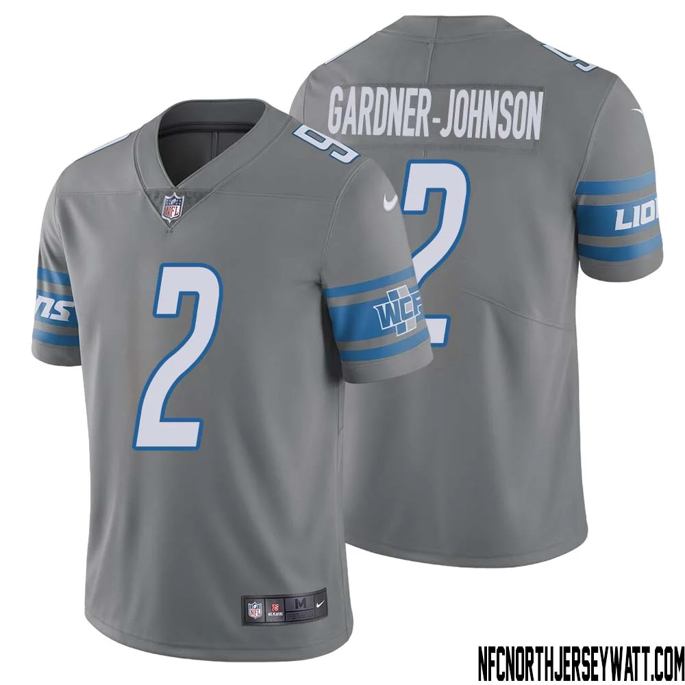 C.J. Gardner Johnson No 2 Men Steel Detroit Lions Vapor Untouchable Color Rush Limited Player Jersey