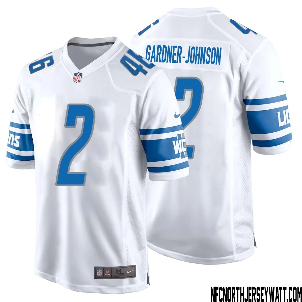 C.J. Gardner Johnson No 2 Men White Detroit Lions Player Away Game Jersey