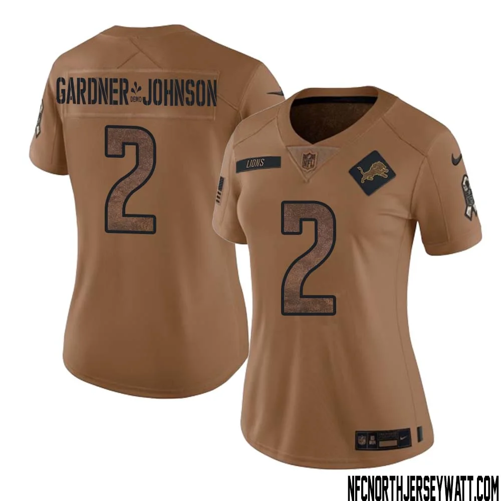 C.J. Gardner Johnson No 2 Women Brown Detroit Lions 2023 Salute To Service Retired Player Limited Jersey