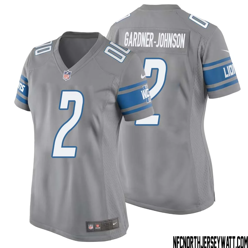 C.J. Gardner Johnson No 2 Women Gray Detroit Lions Player Alternate Game Jersey